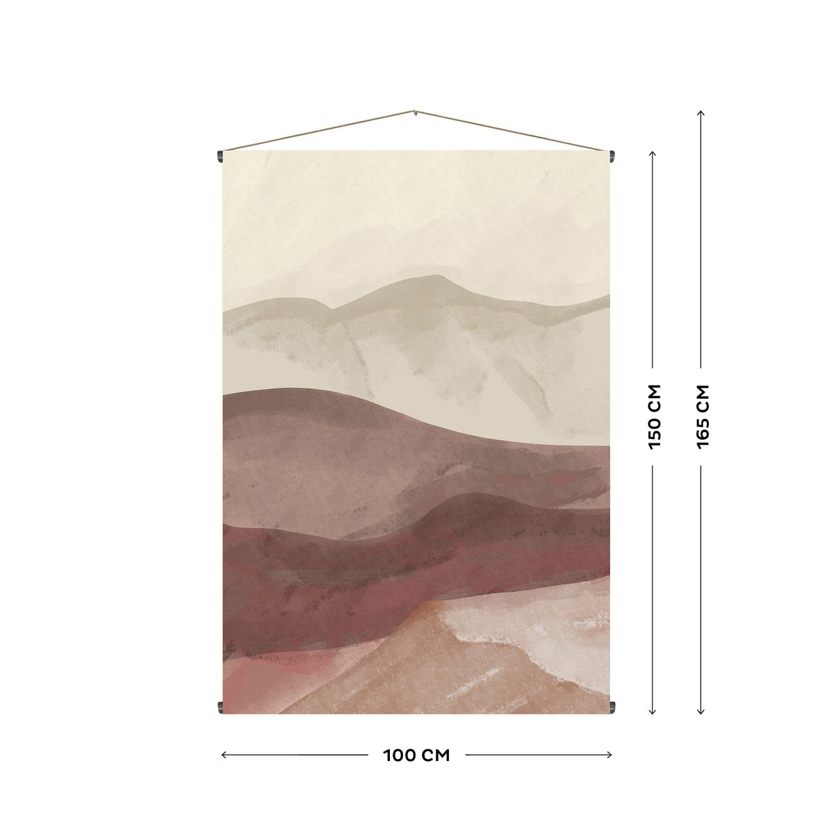 Kakemono tissu Paysage de Dunes beige, pourpre, gris, ART FOR THE HOME