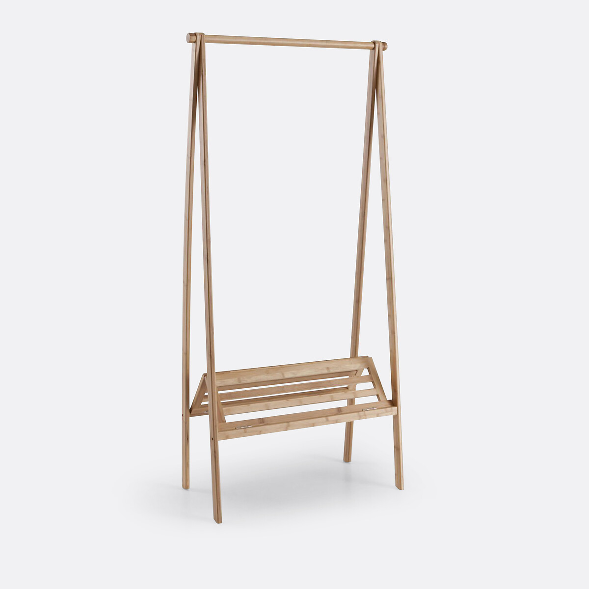 Portant pliable avec étagère, bambou bois clair naturel, SO'HOME