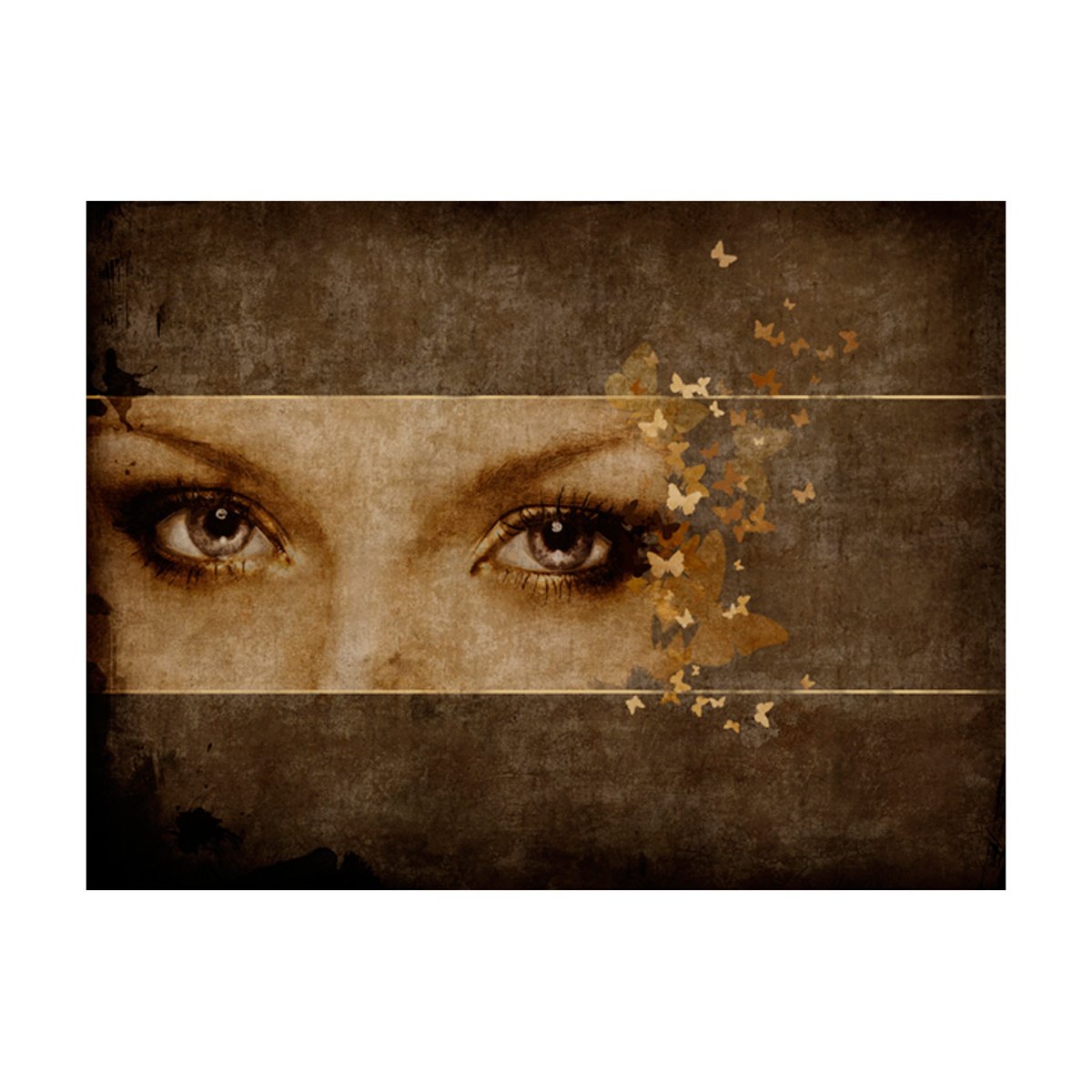 Papier peint intissé panoramique Personnes Femme et papillons beige, EDEN