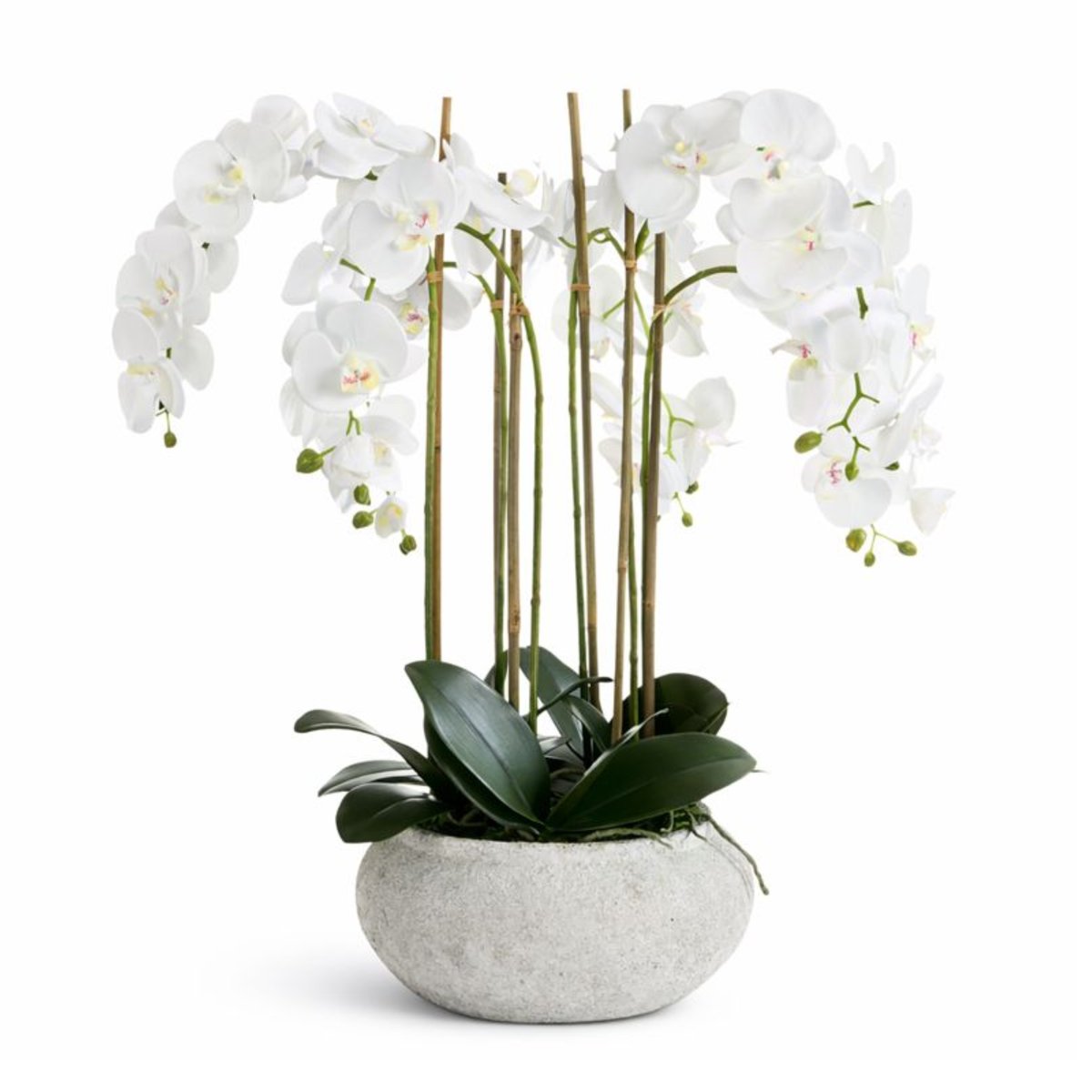 Composition d'orchidée 6 branches en pot artificielle H85 SERENA blanc, SIA DECO