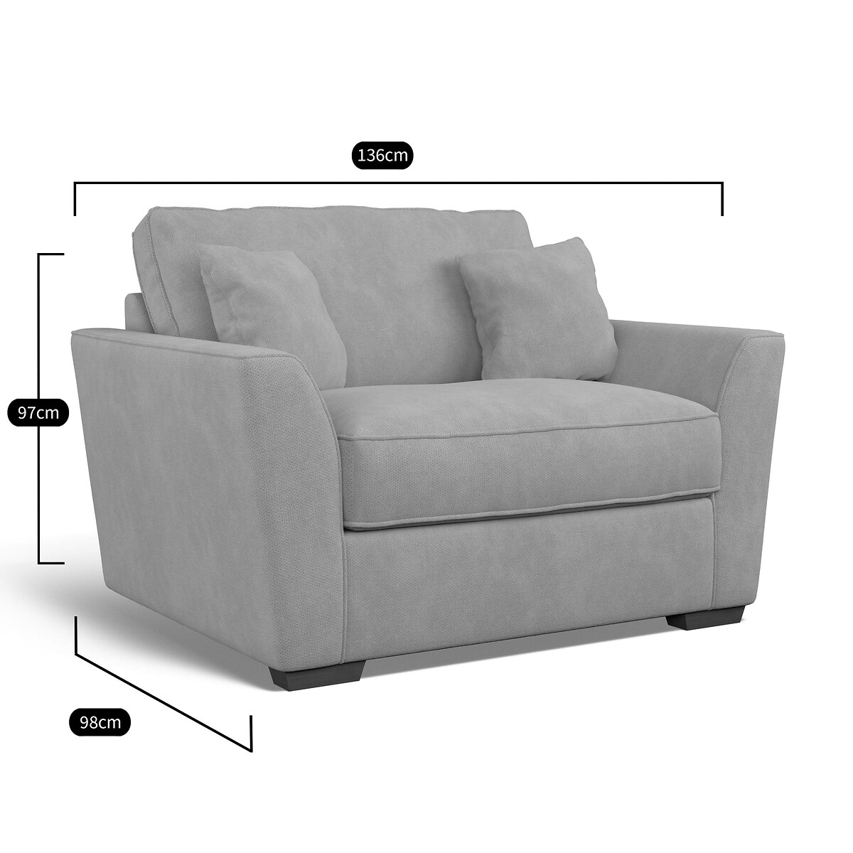 Florence Soft Brushed Snuggle Chair with Dark Wood Legs silver, ÉDITÉ