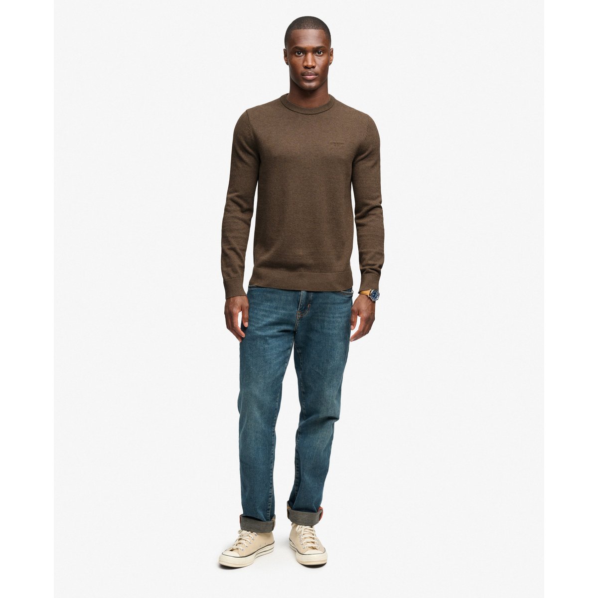 Pull Prep Essential coupe ajustée brun biscuit chiné, SUPERDRY
