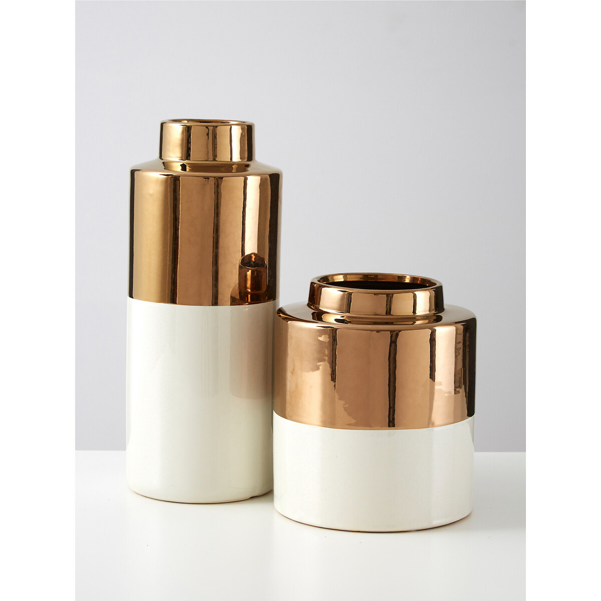 20cm Gold and White Metallic Vase white, FIFTY FIVE SOUTH