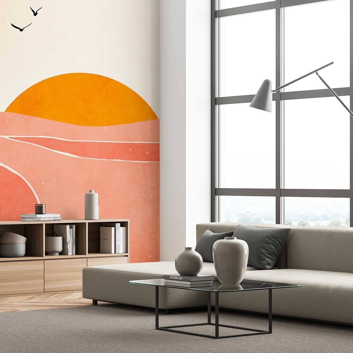 Papier peint graphique riviere rose intissé, HEXOA
