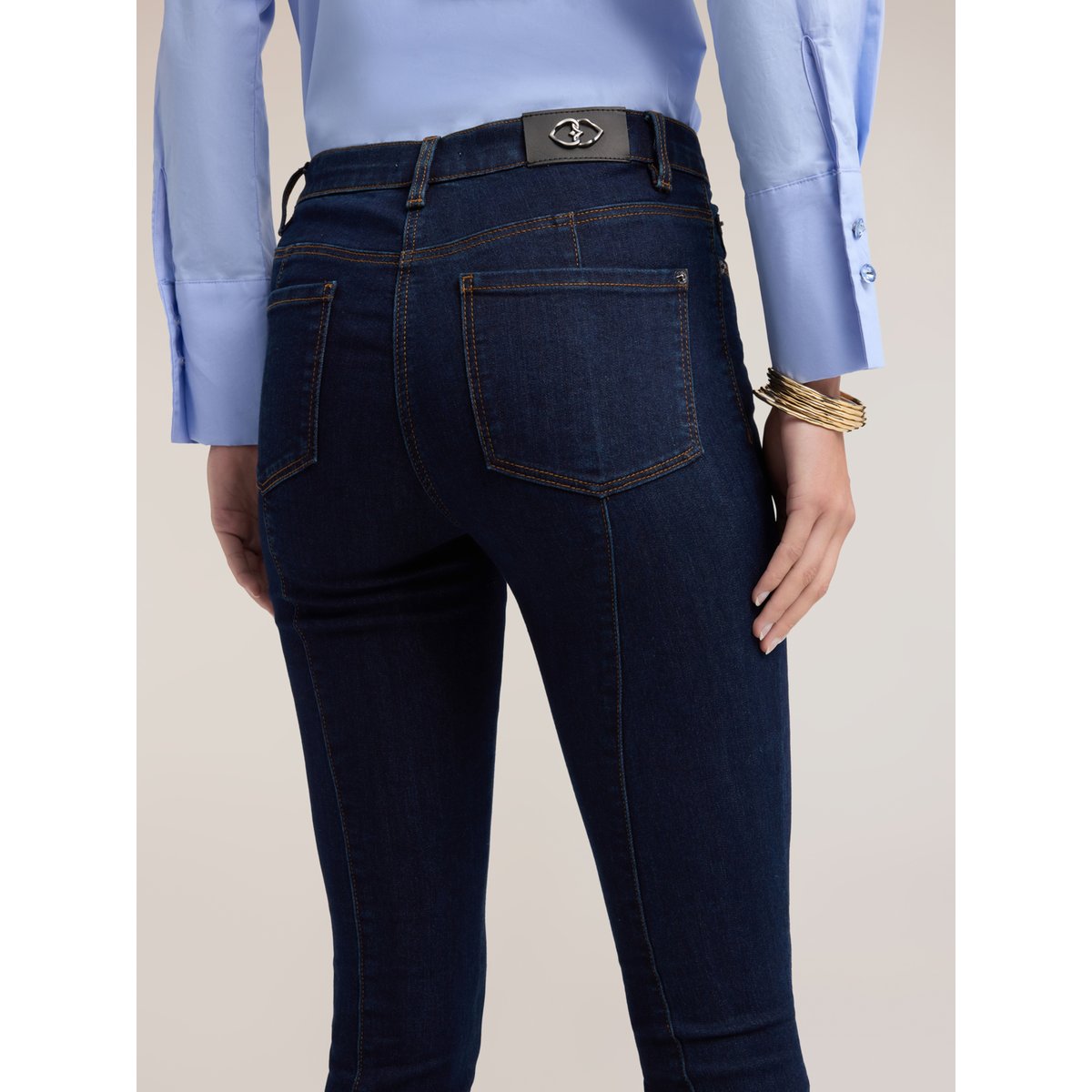 Jean skinny avec fente au bas de la jambe bleu, MOTIVI