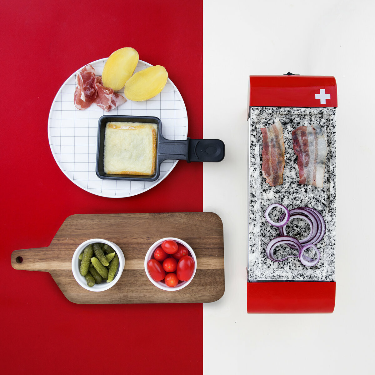 appareil a raclette pierre + gr20 plancha grill et panini - rp2 gris, H.KOENIG