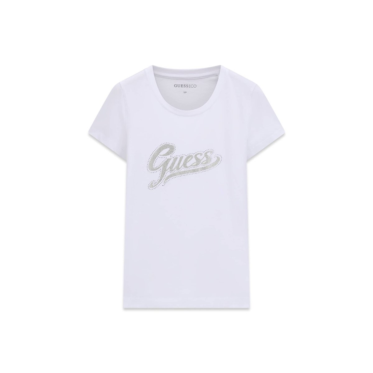 T-Shirt Avec Logo Pailleté blanc, GUESS