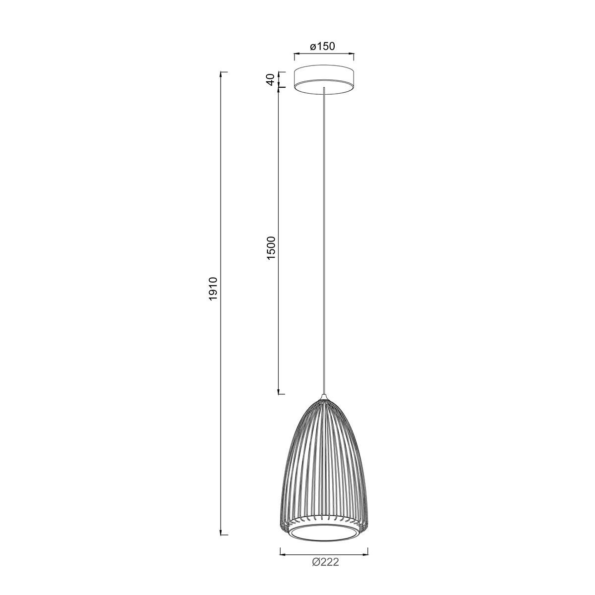 Suspension en métal design, D.22.2 , SMART noir, MANTRA