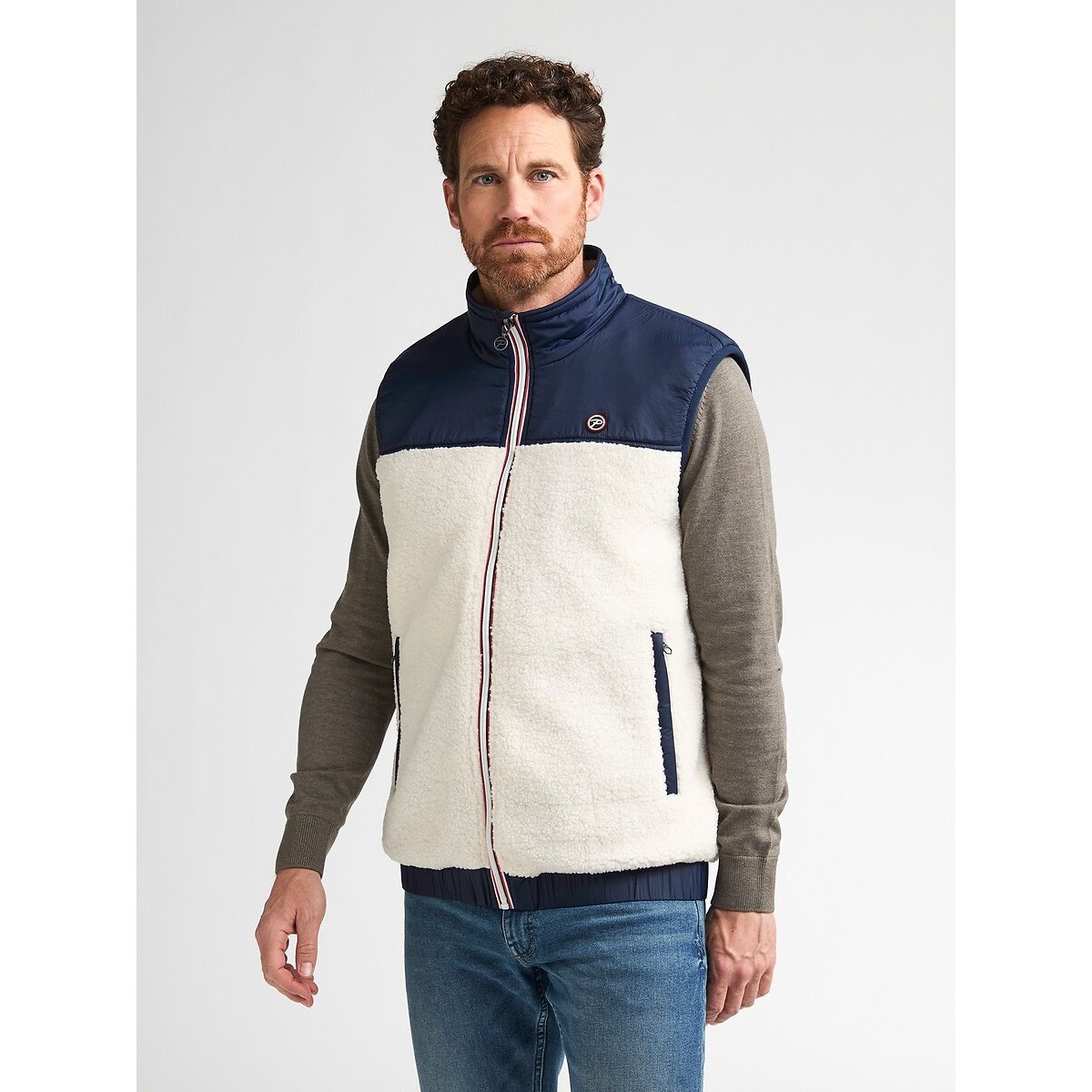 Parka sans manches en sherpa bleu marine, PETROL INDUSTRIES
