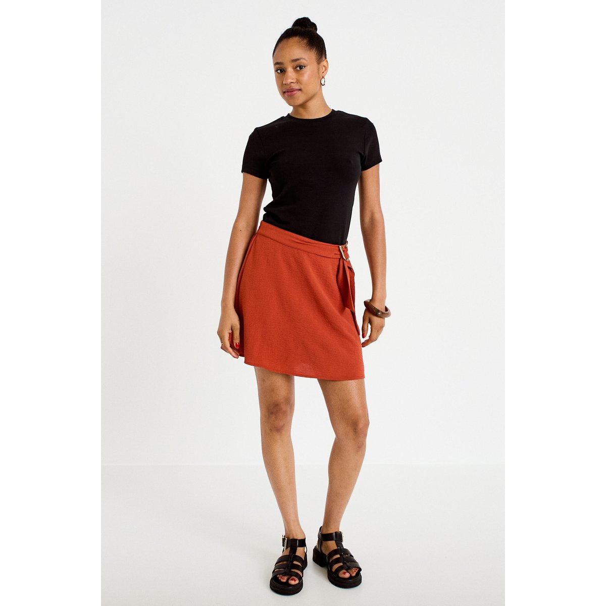 Jupe-short évasée courte orange foncé, CACHE CACHE