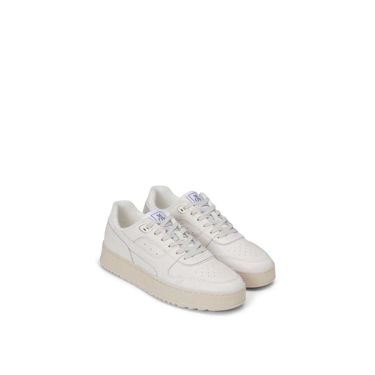 Baskets Modèle Carlo en cuir de vache noble blanc naturel, MARC O'POLO