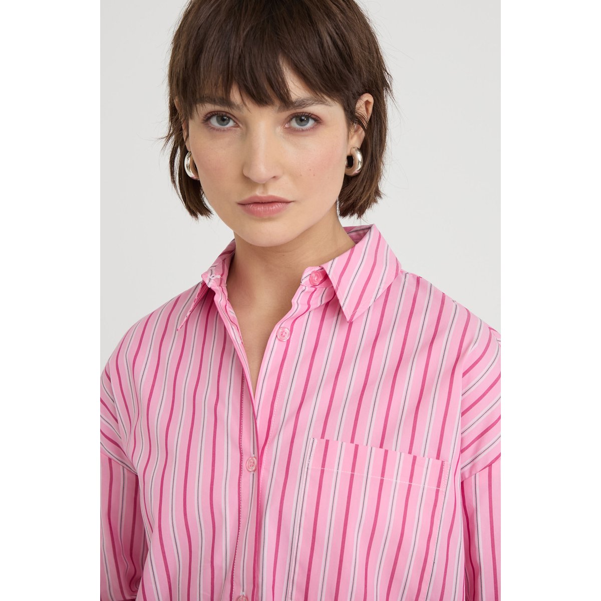 Chemise oversize col classique rose vif, CACHE CACHE
