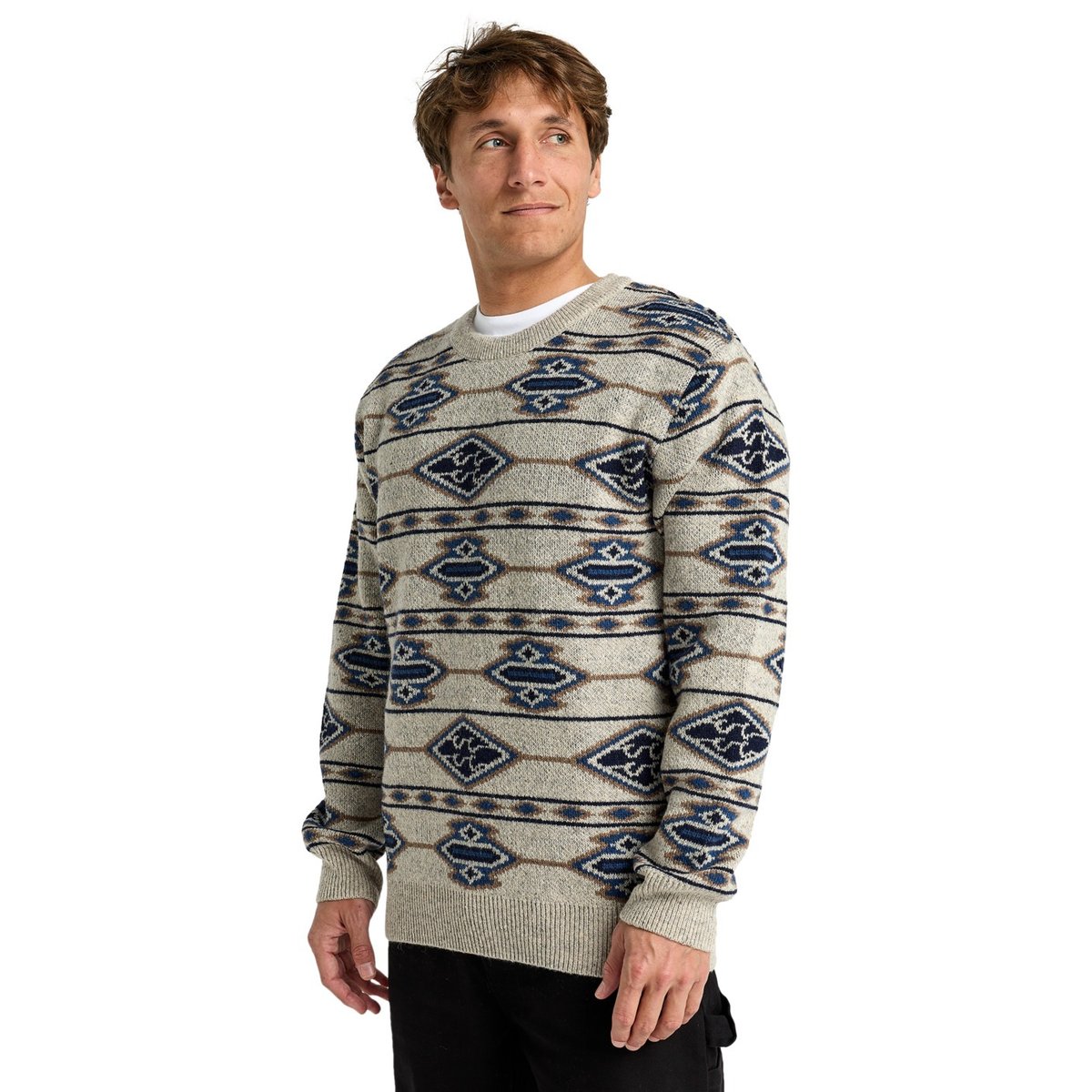 Pull à col rond en fils d'acrylique et de laine recyclés RANCHERO beige chino, BILLABONG