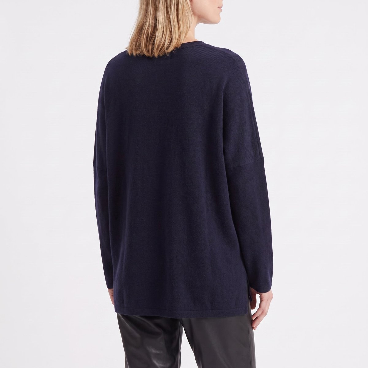Pull coupe oversize col en V manches longues GABY navy, ARTLOVE