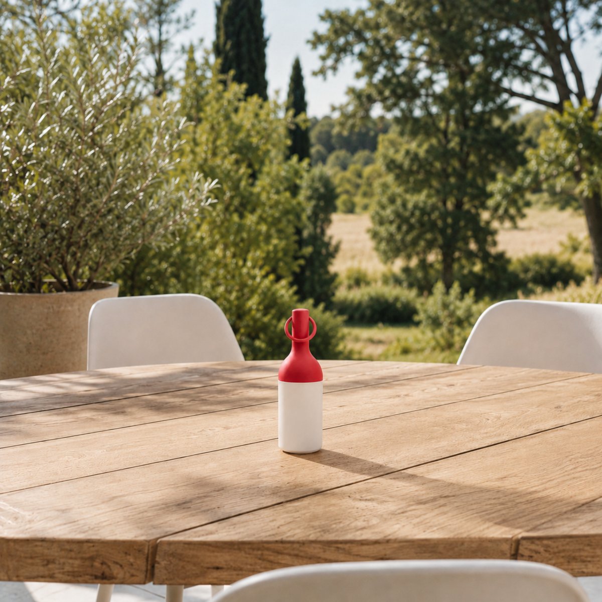 Petite lampe nomade en plastique - ELO blanc et rouge, MAISON PAVANE