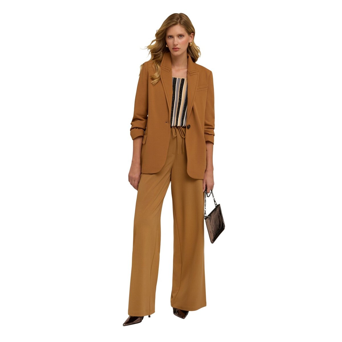 Veste de costume à simple boutonnage avec surpiqûres contrastées bleu, MOTIVI