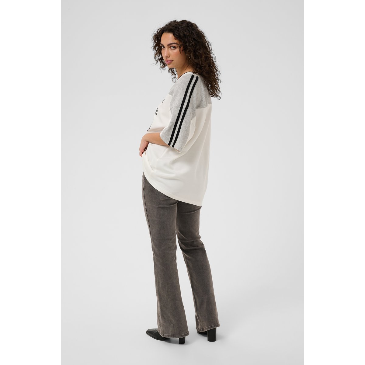 T-shirt blanc gris chalk/light grey melange, KAFFE