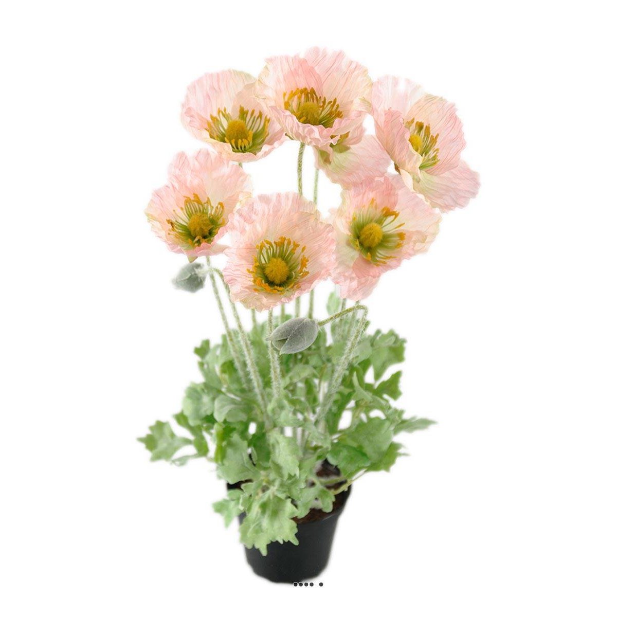 Pavot artificiel en pot H 45 cm D 30 cm quali vert-rose, ARTIFICIELLES