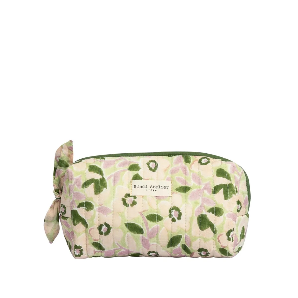Trousse maquillage en coton Amelia vert green, BINDI ATELIER