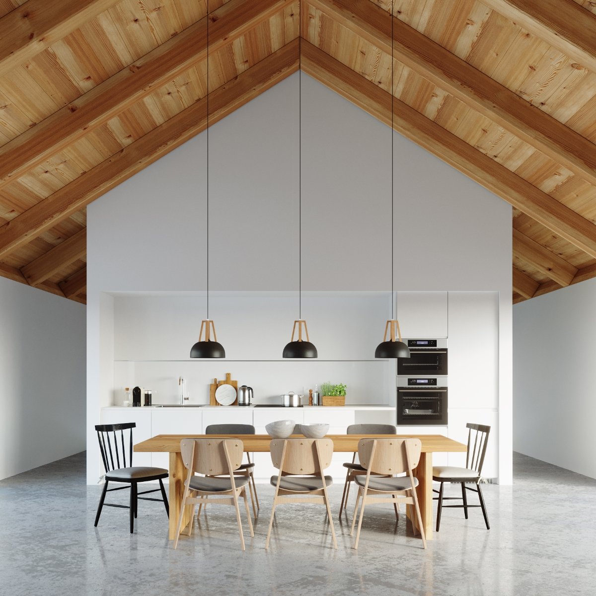 Suspension Acier Noir/Bois Naturel E27 1 Casco noir, EDEN