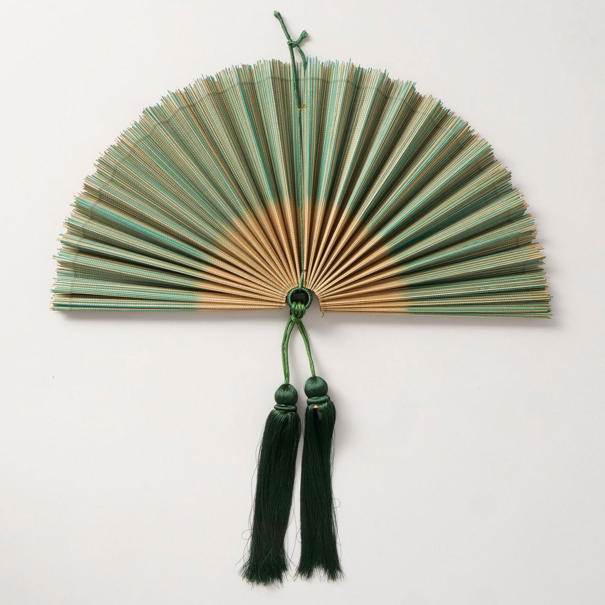 Décoration murale éventail bambou 70x60x3cm vert, WADIGA