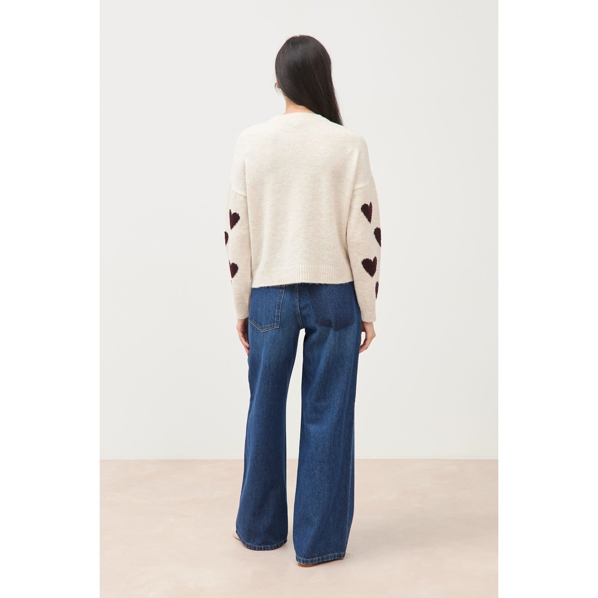 Pull manches longues bouclette col rond prune, BONOBO