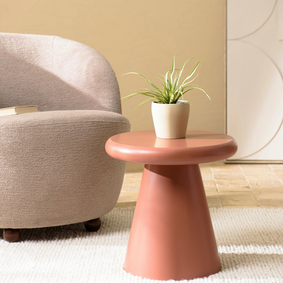 Table d'appoint ronde en bois peint terracotta D40cm CASTILLE terracotta, PIER IMPORT