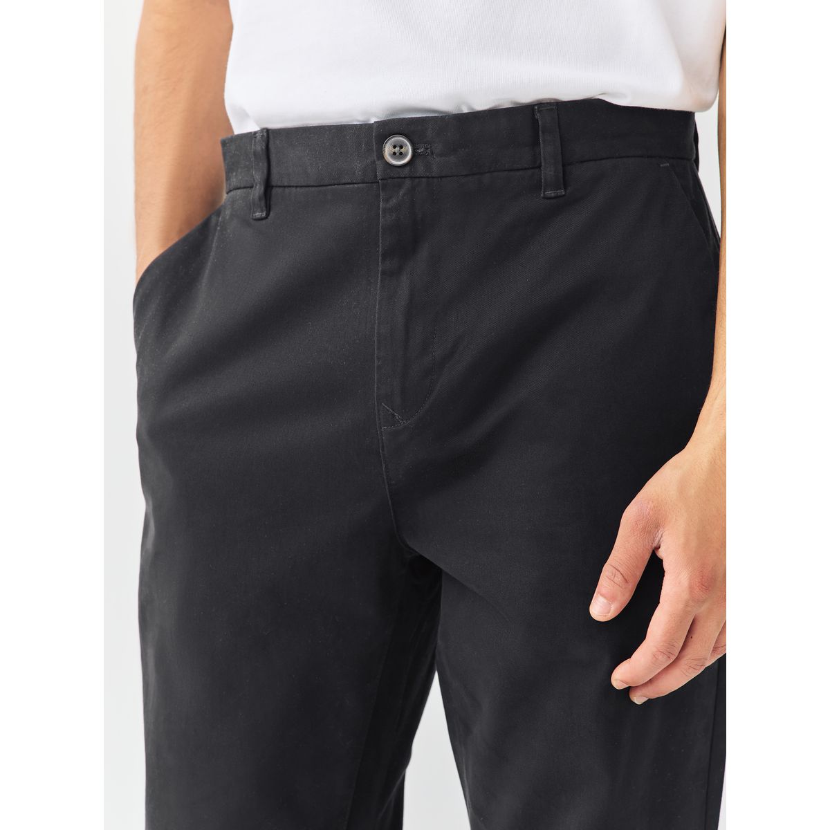Pantalon chino stretch noir, NEXT