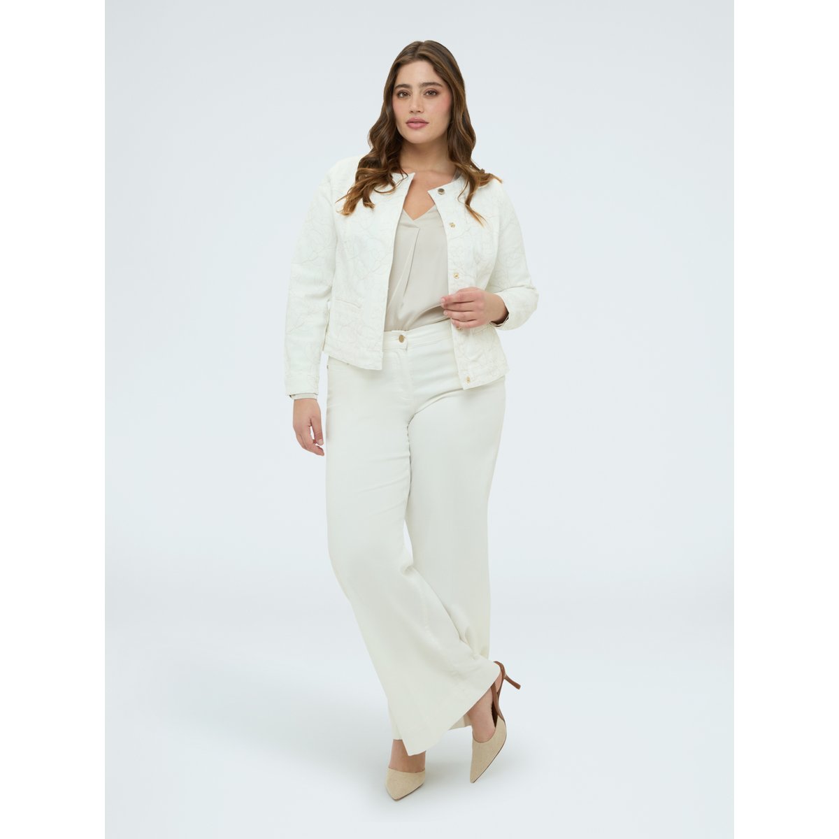 Veste blanche avec broderie florale blanc, FIORELLA RUBINO