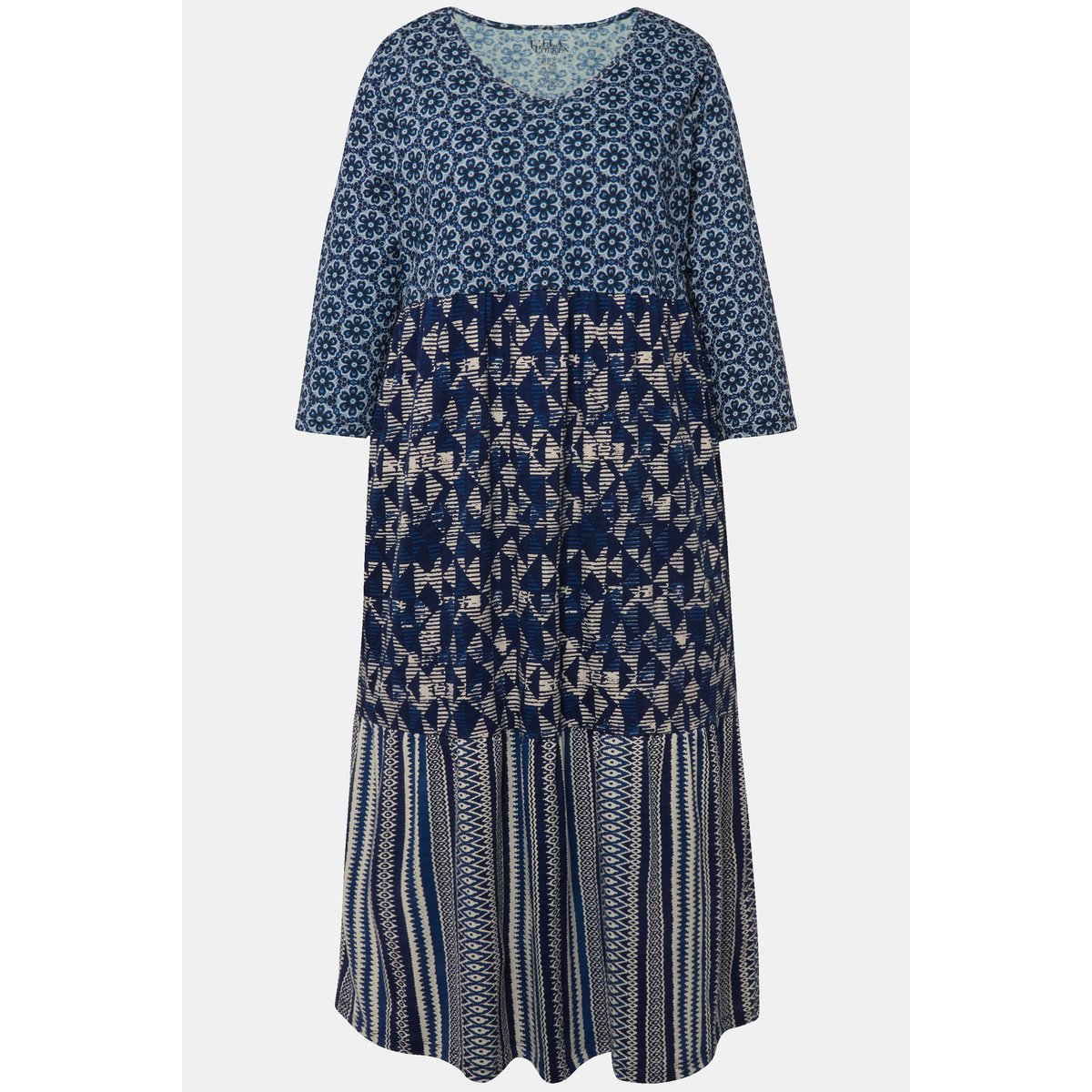 Robe en jersey coupe trapèze à mélange de marine, ULLA POPKEN