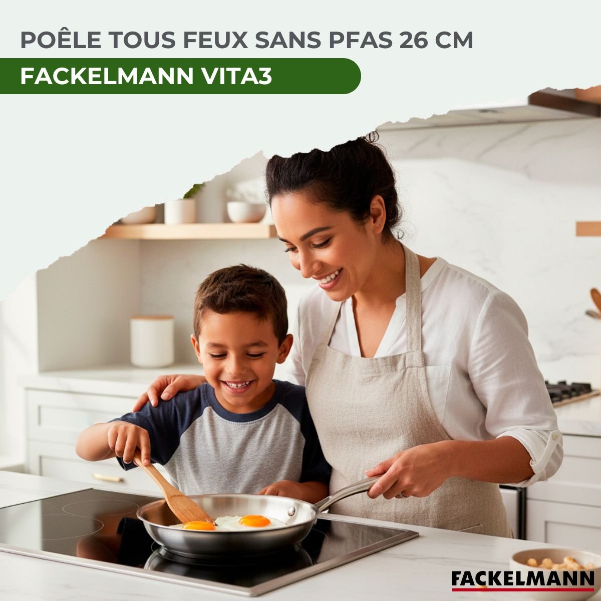 Poêle 26 cm en inox 18/10 Triply VITA3 inox, FACKELMANN