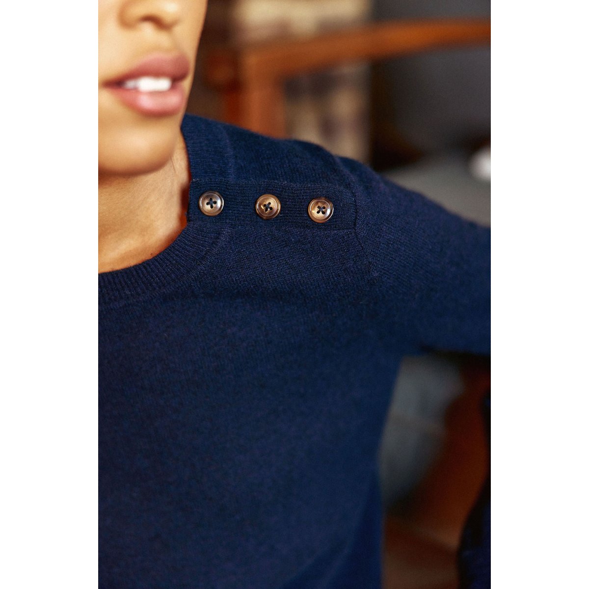 Pull col rond uni MOODY 25-marine, LA PETITE ETOILE