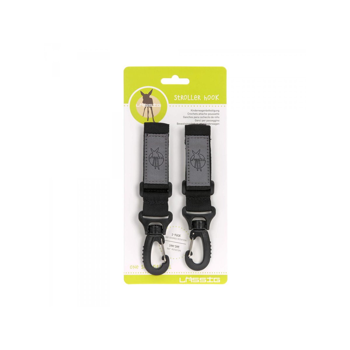 CAS Crochets attache Buggy 2 pc noir, LASSIG