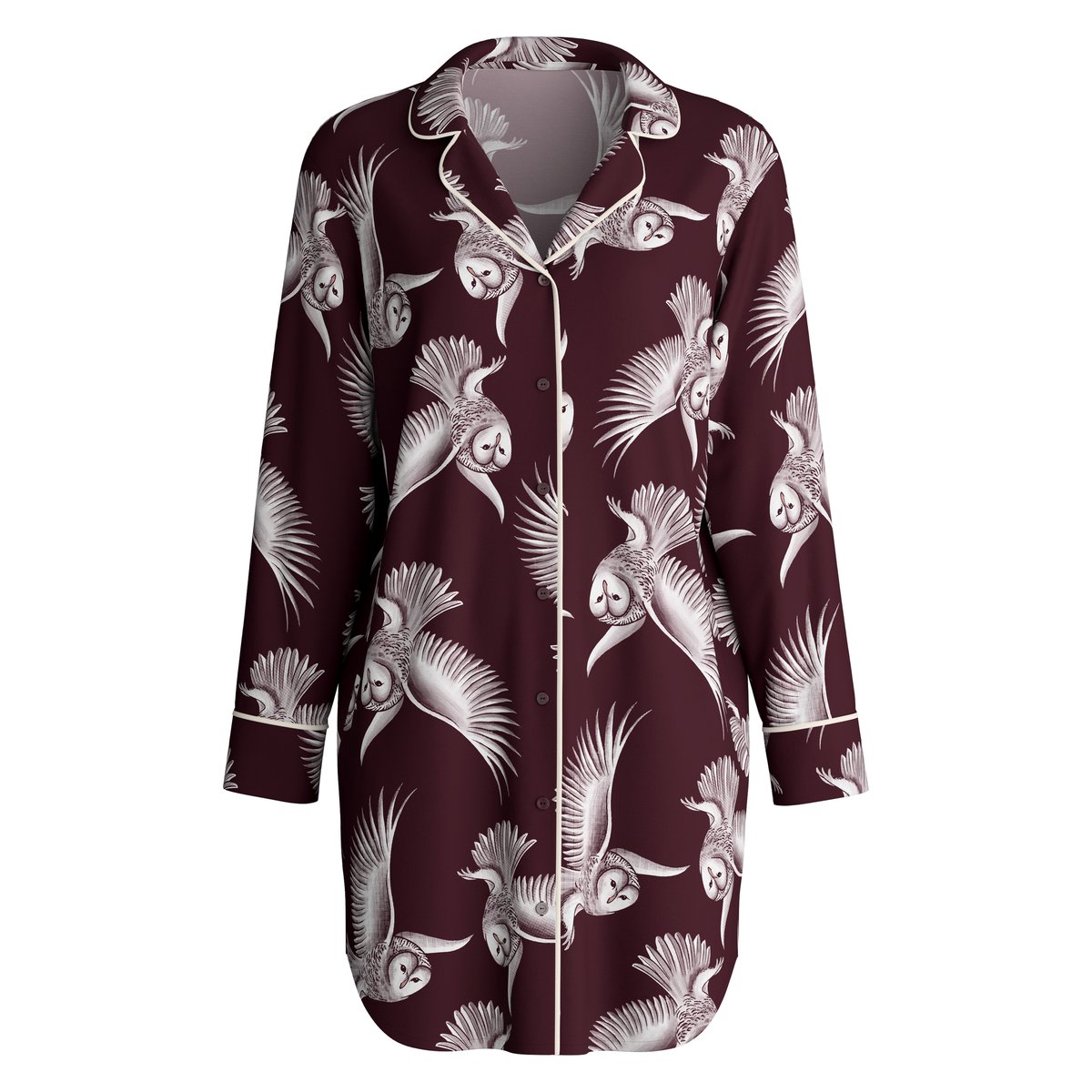 Chemise de nuit à manches longues en modal TENCEL™ et soie manches longues Modal MOONLIGHT DREAMS cerise noire, CALIDA