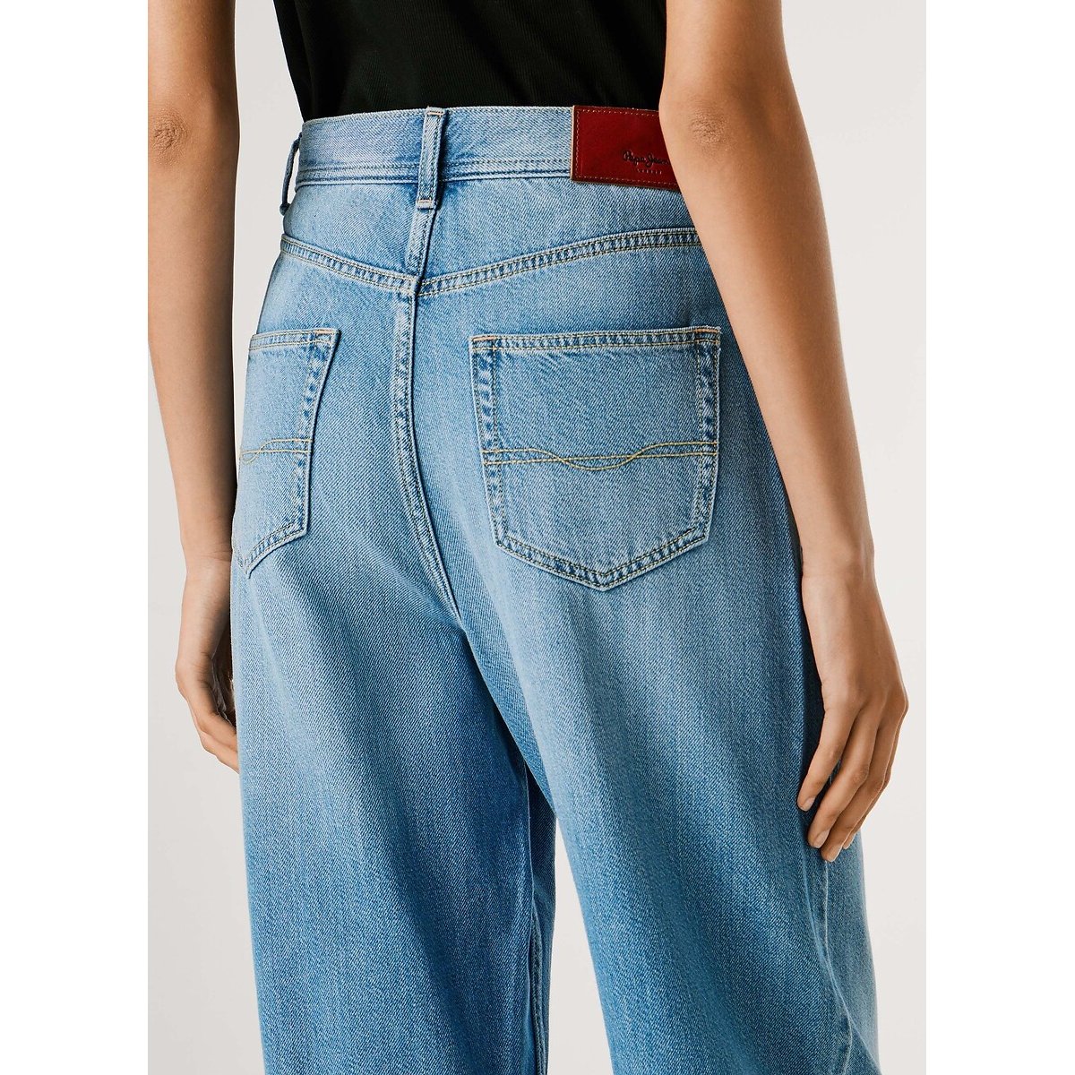 Jean barrel taille haute ADDISON authentic sky blue tencel blen, PEPE JEANS