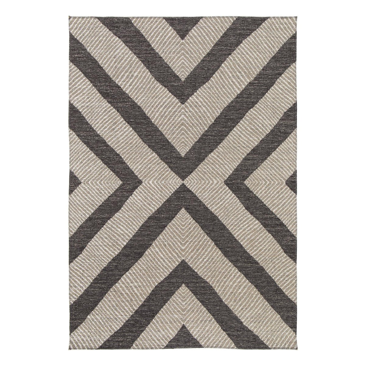 Tapis en jute et polyester recyclé BASALTE brun naturel, AFK LIVING