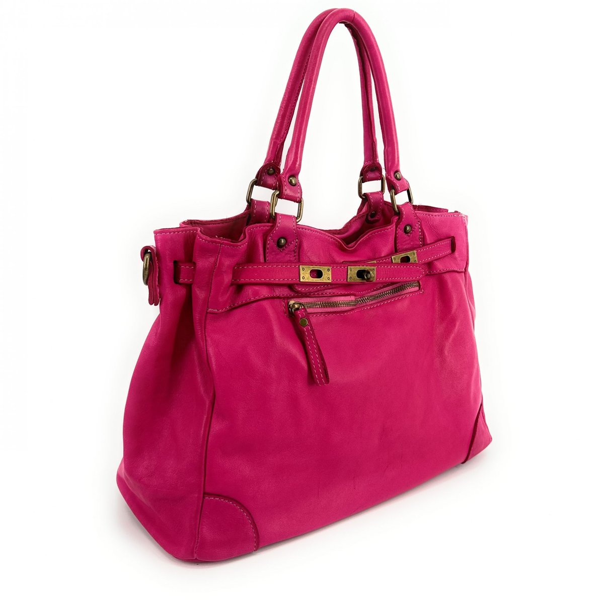 Sac à main haut de gamme cuir italien MISS JEANNE fushia, OH MY BAG