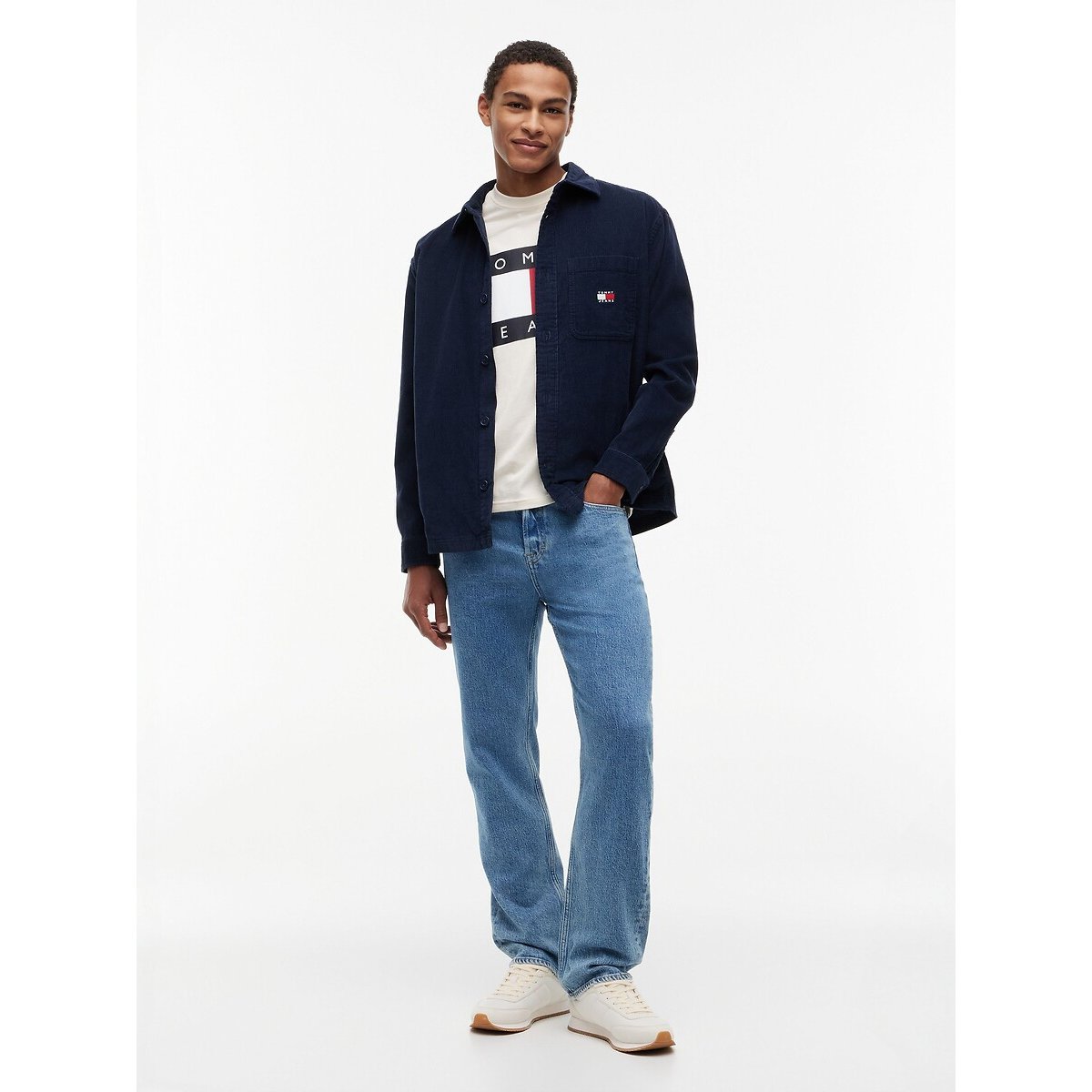 Surchemise en velours côtelé bleu marine, TOMMY JEANS