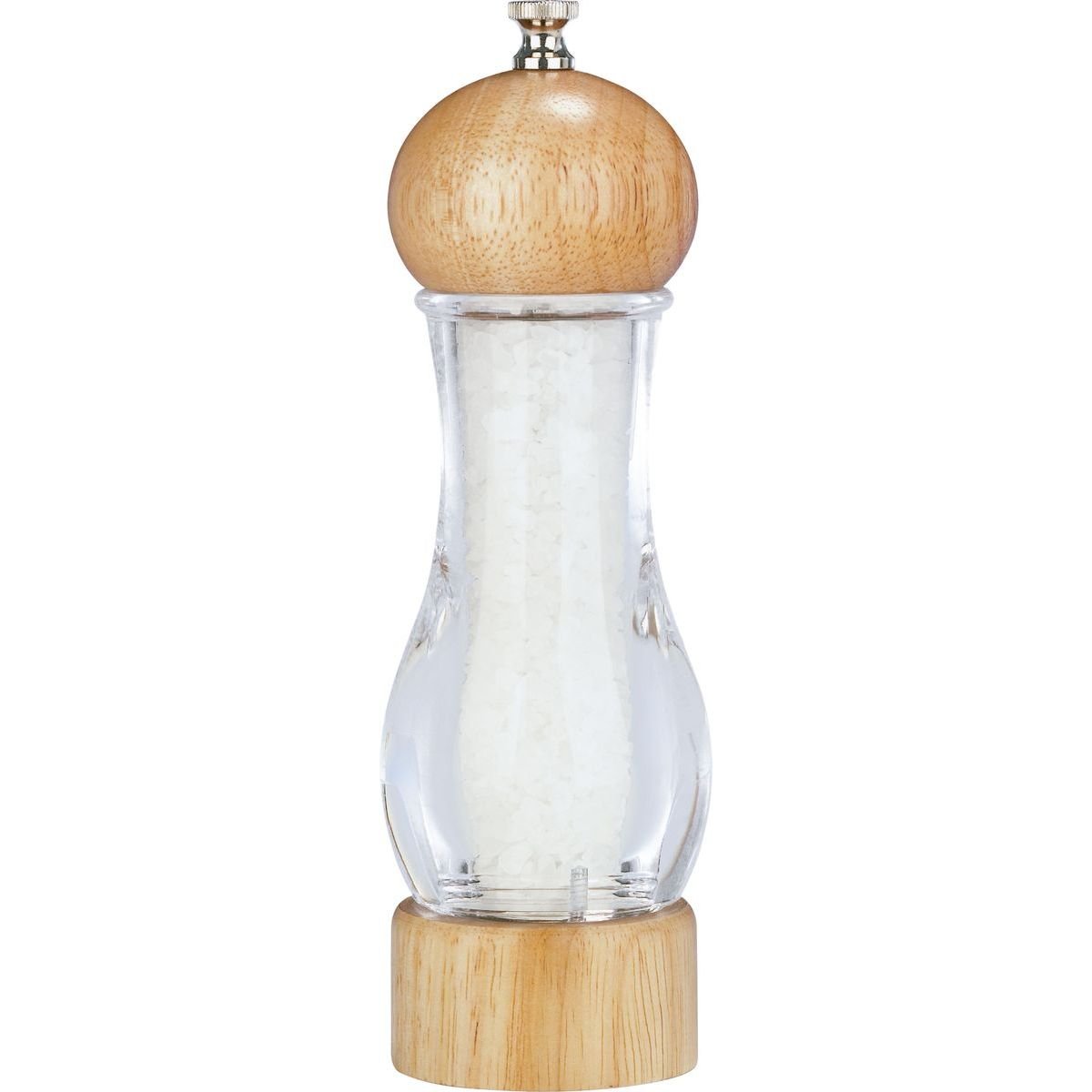 Moulin à sel 19cm en bambou naturel-transparent, MENASTYL