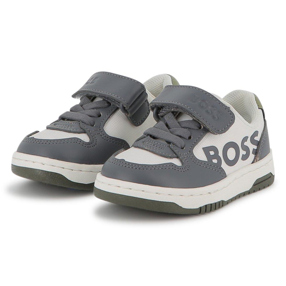 Sneakers con lacci elasticizzati anthracite, BOSS KIDSWEAR