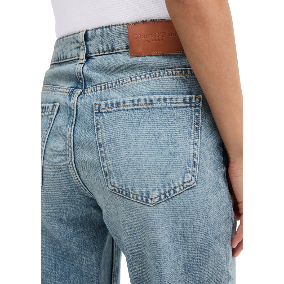 Jeans modèle Elin droit en denim rigide sans élasthanne bleu clair, MARC O'POLO