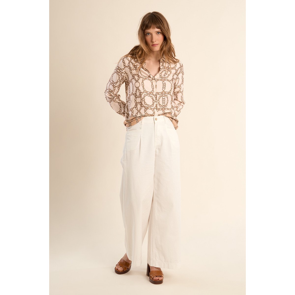 Chemise imprimée, effet satiné offwhite diane, MOLLY BRACKEN
