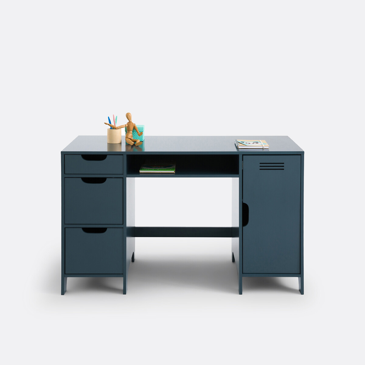 Secretária de pedestal duplo para crianças, Hiba azul escuro, LA REDOUTE INTERIEURS