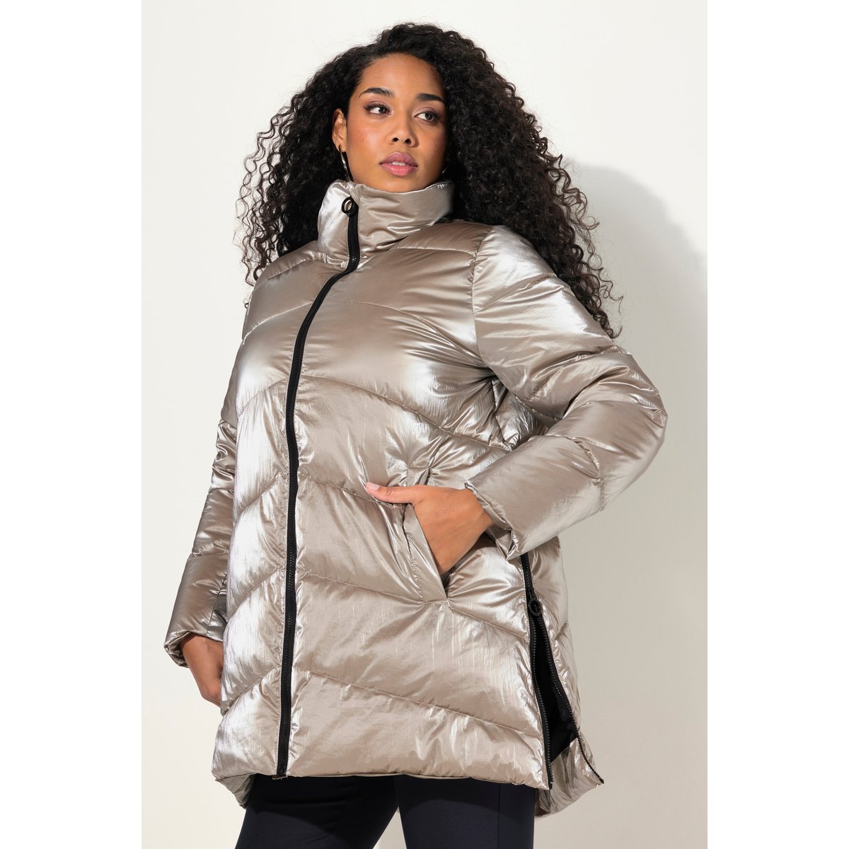 Veste matelassée longue argent, ULLA POPKEN