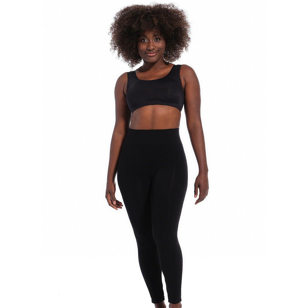 Leggings senza piedi in fibre di bambù nero , MAGIC BODYFASHION