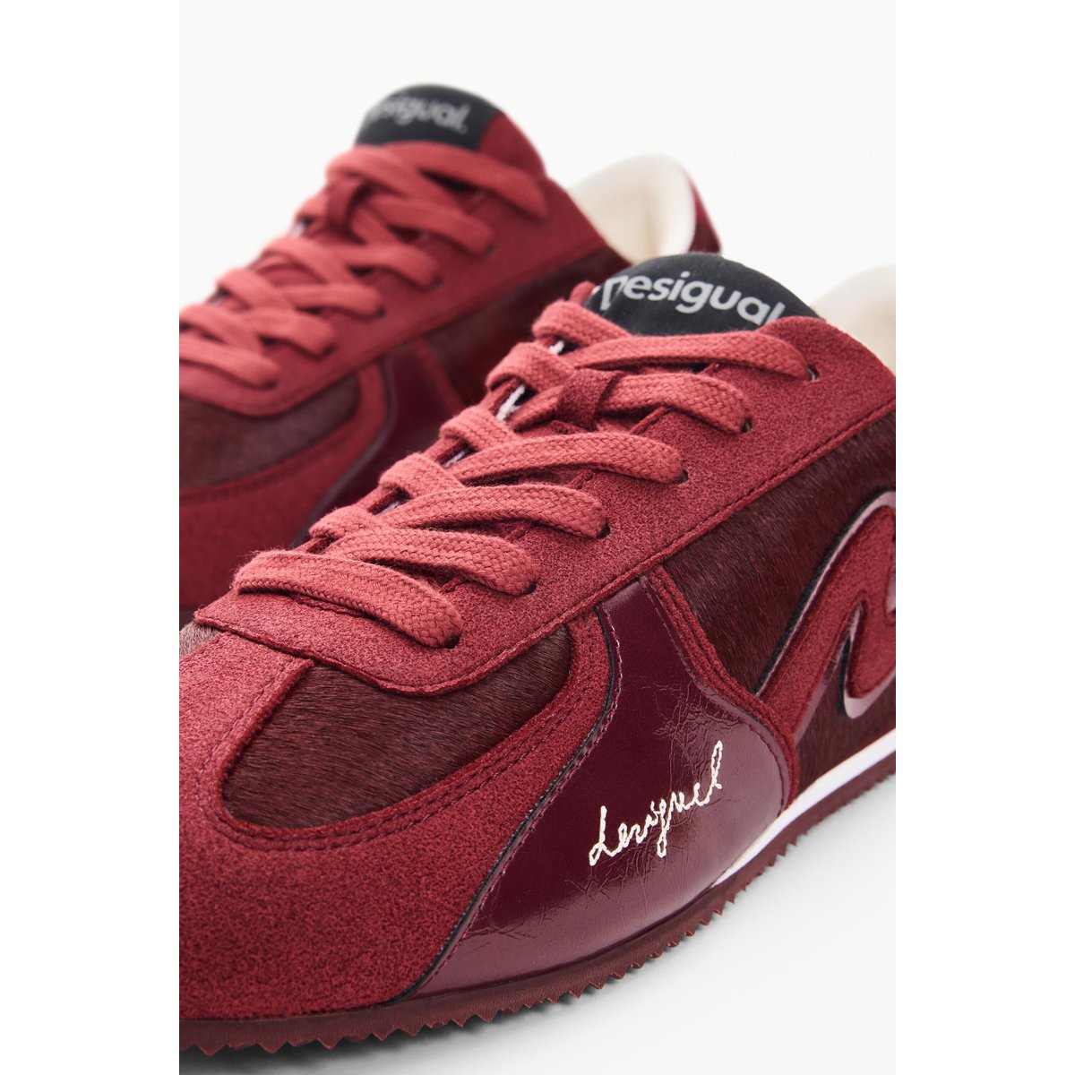 Baskets 100 % cuir rouge, DESIGUAL