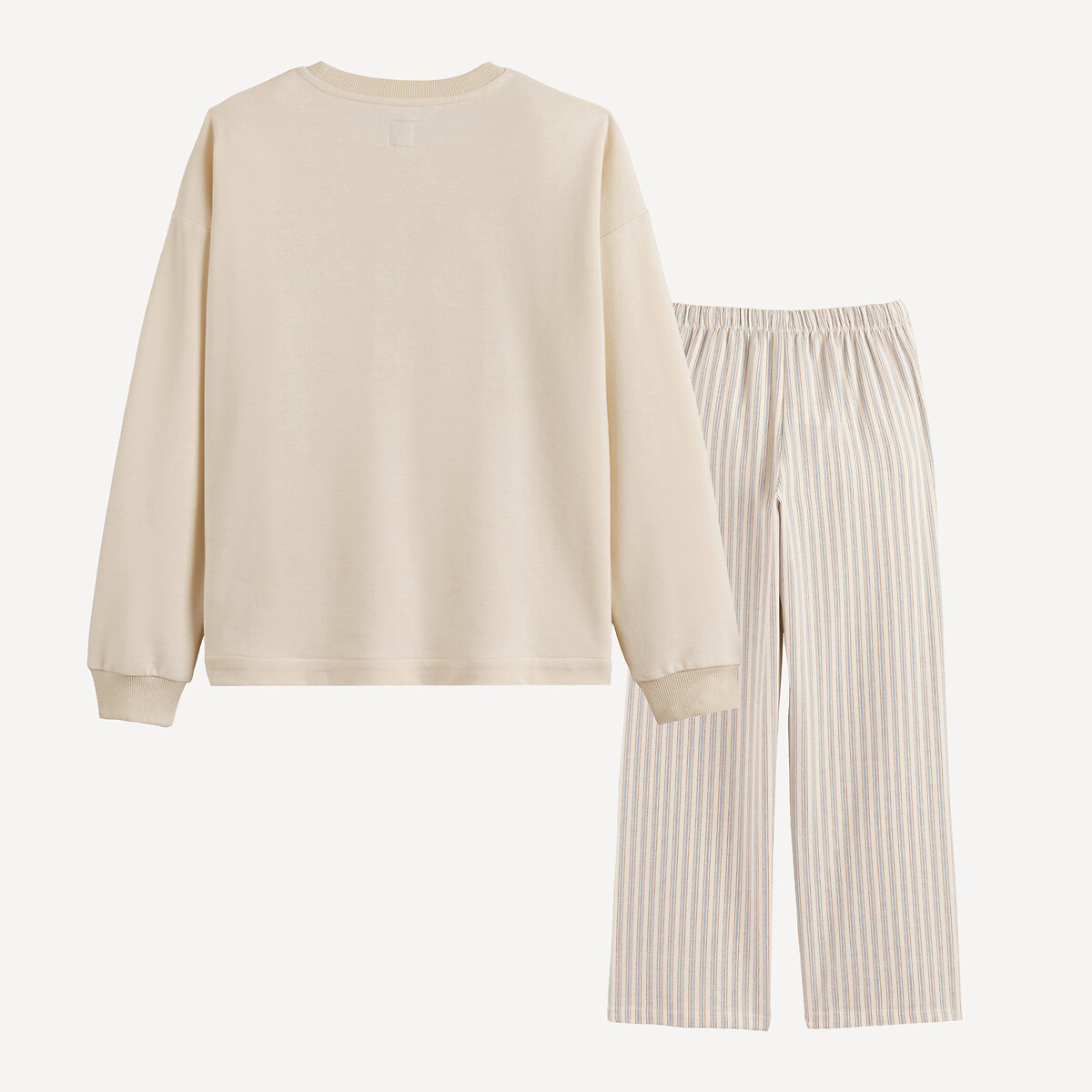 Pijama com parte de cima em moletão e parte de baixo em flanela, padrão com meia-lua e riscas sortido, LA REDOUTE COLLECTIONS