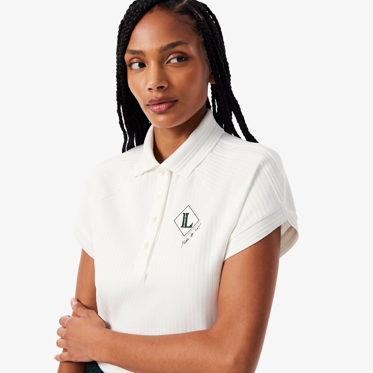 Polo fabriqué en France slim fit blanc-70v, LACOSTE