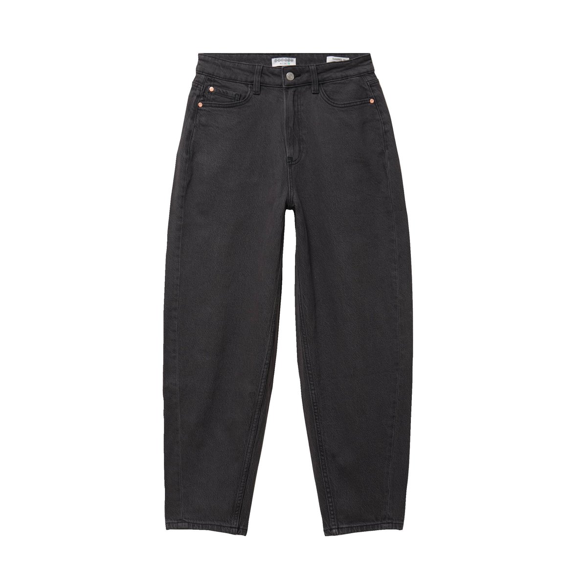 Jeans barrel  taille haute 7/8ème denim gris, BONOBO