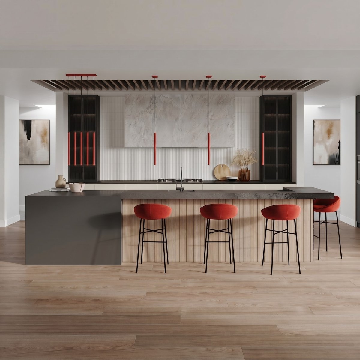 Suspension Acier Rouge G9 2 PASTELO rouge, EDEN